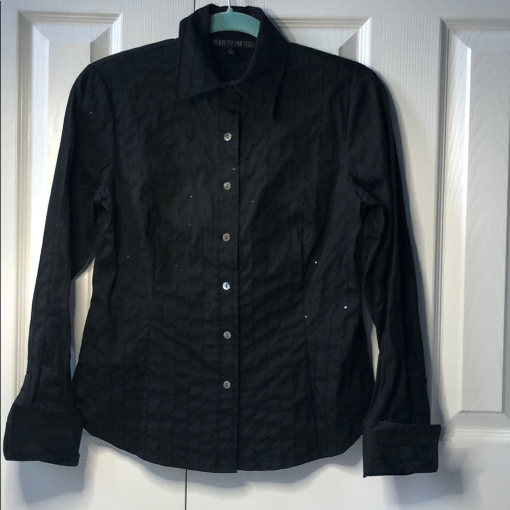 Lafayette 148 sequined button down top - 2 - Picture 1 of 8